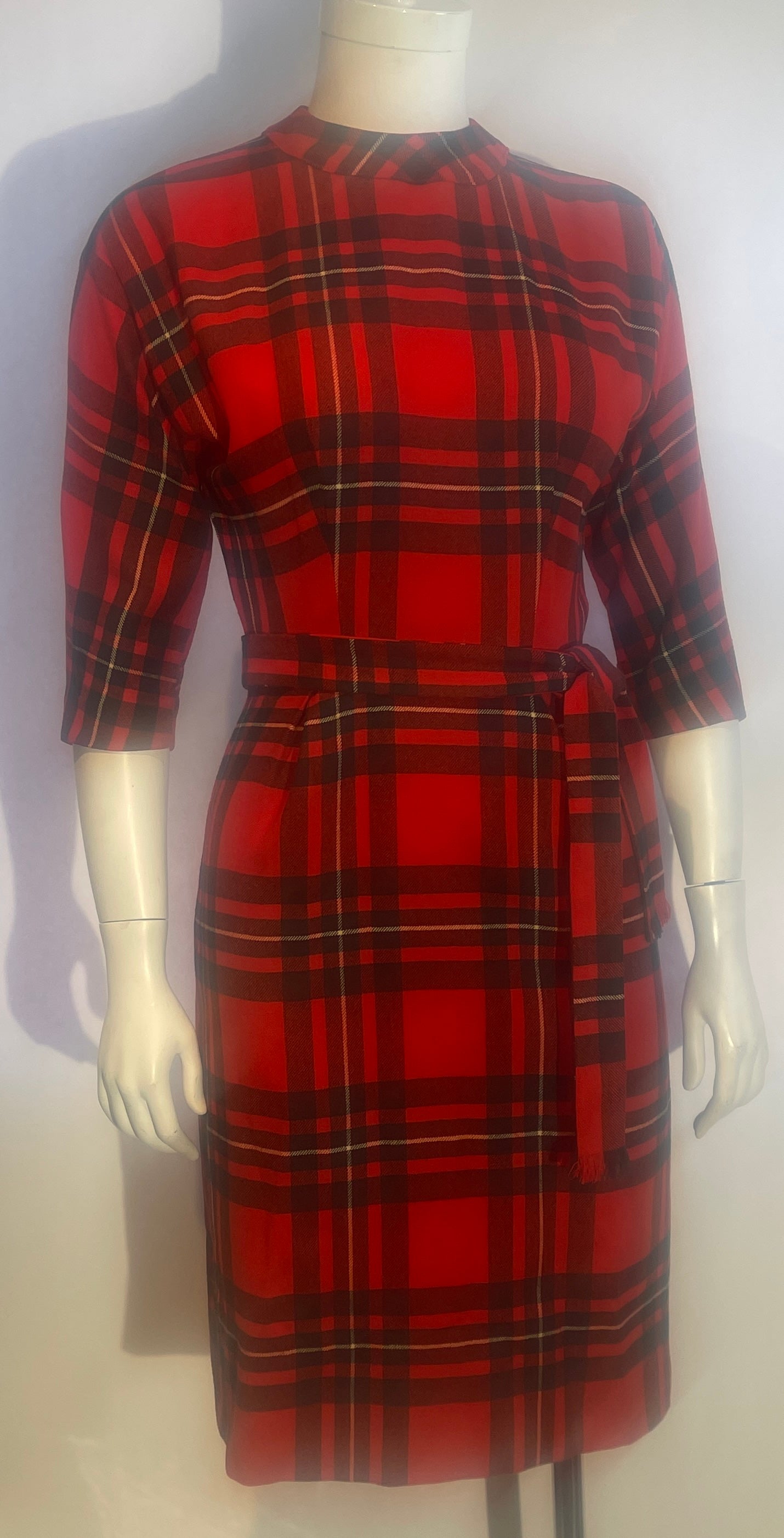 50s-60s Christmas PLAID DRESS