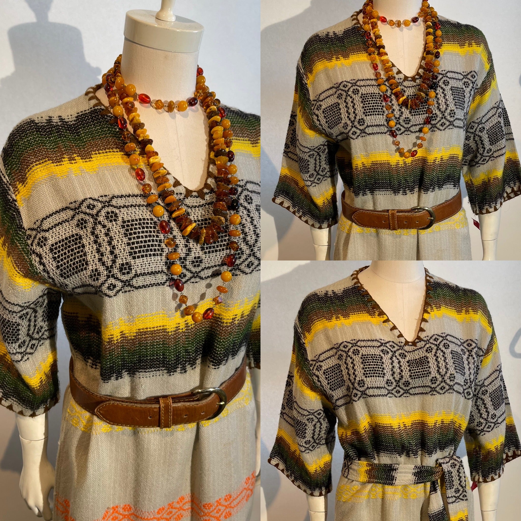 1970s Hand Woven Caftan Dress BOHO HIPPIE