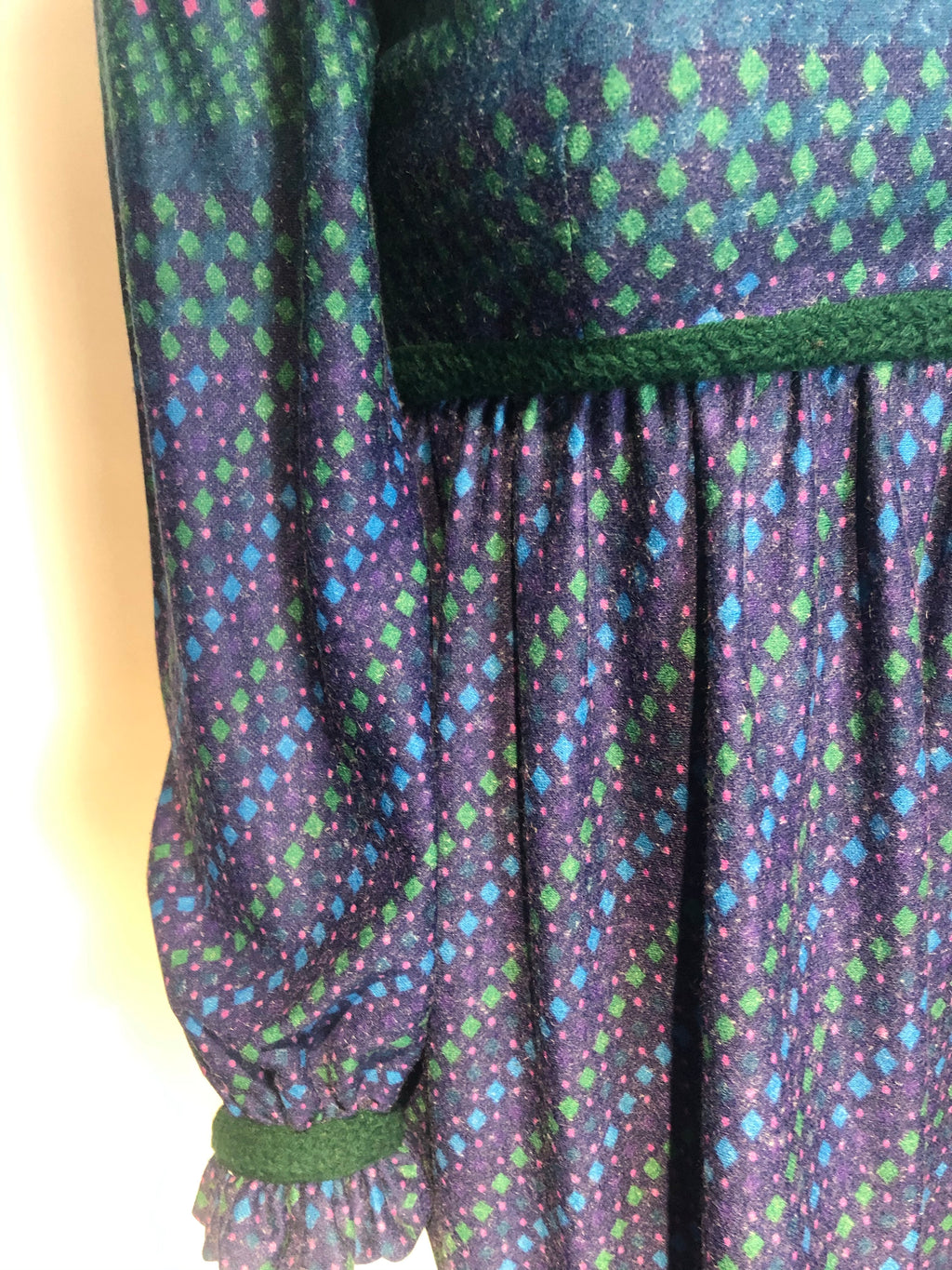 1970s MIGNON DRESS Wool Challis Lined Boho Hippy