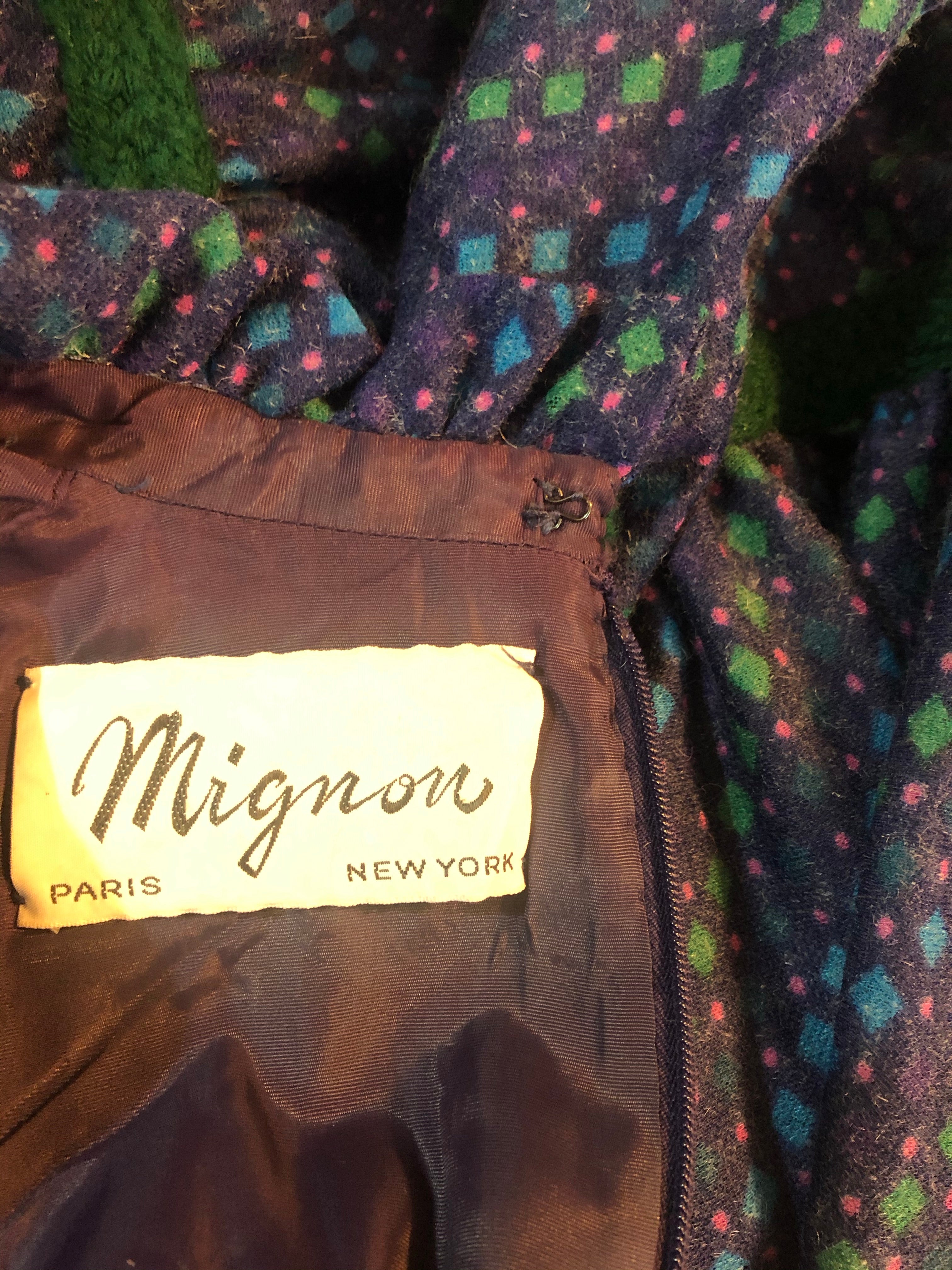 1970s MIGNON DRESS Wool Challis Lined Boho Hippy