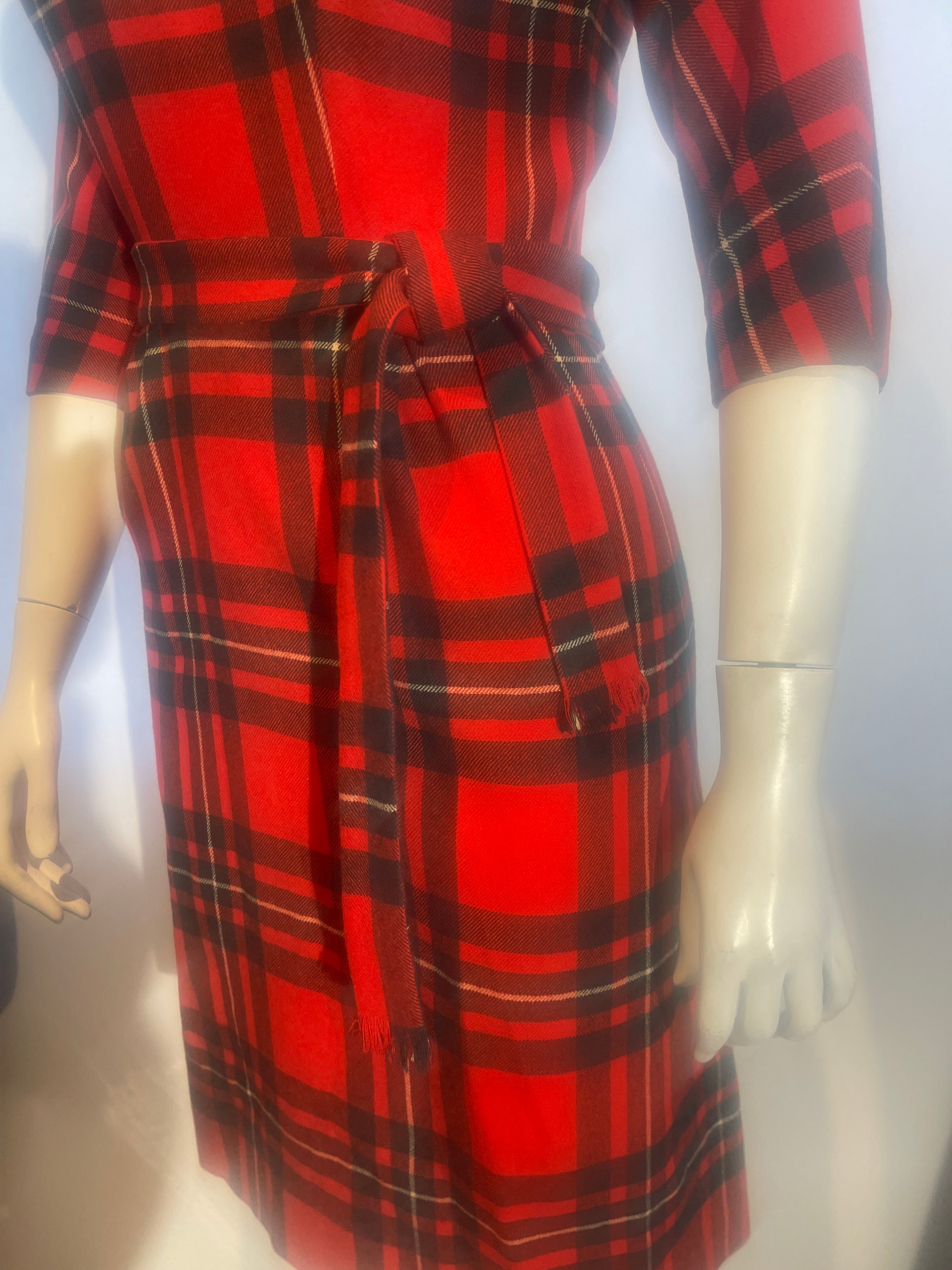 50s-60s Christmas PLAID DRESS
