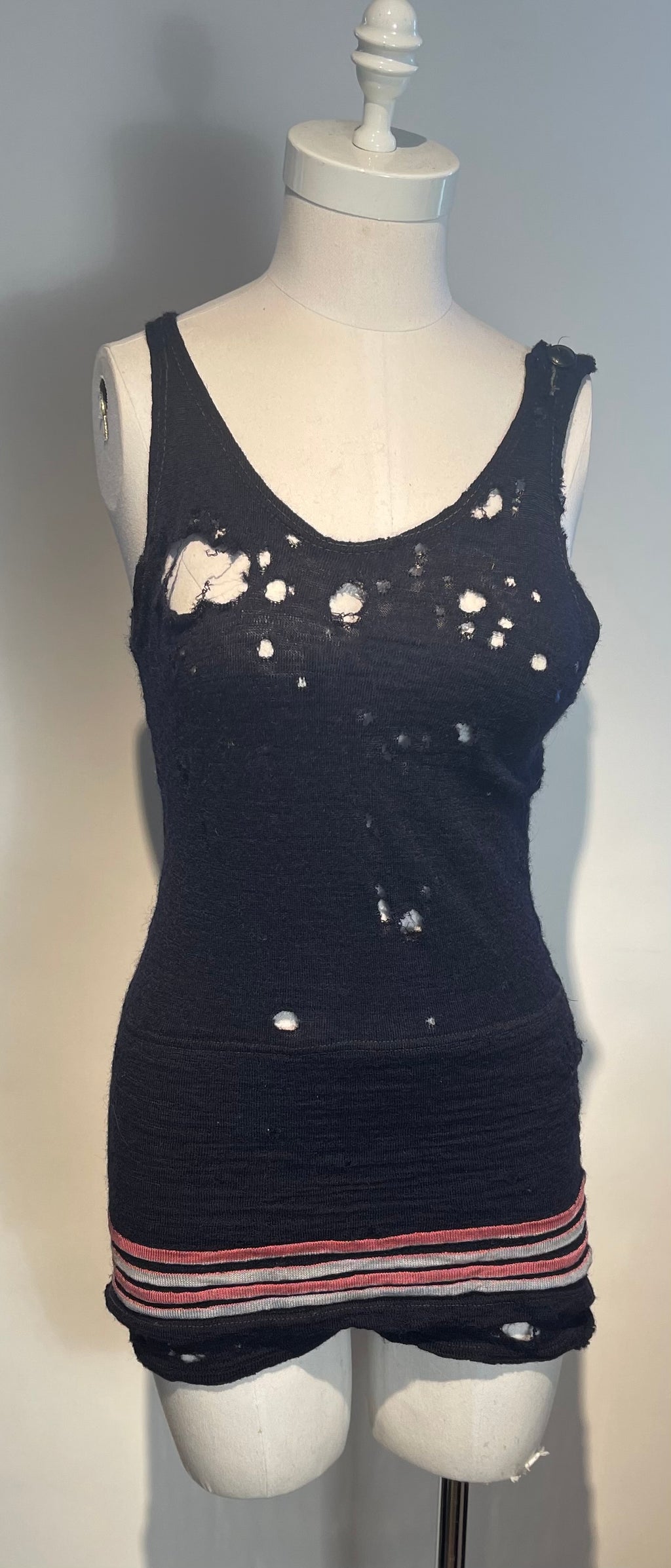 Vtg 1900 Wool Bathing Suit “HOLEY”