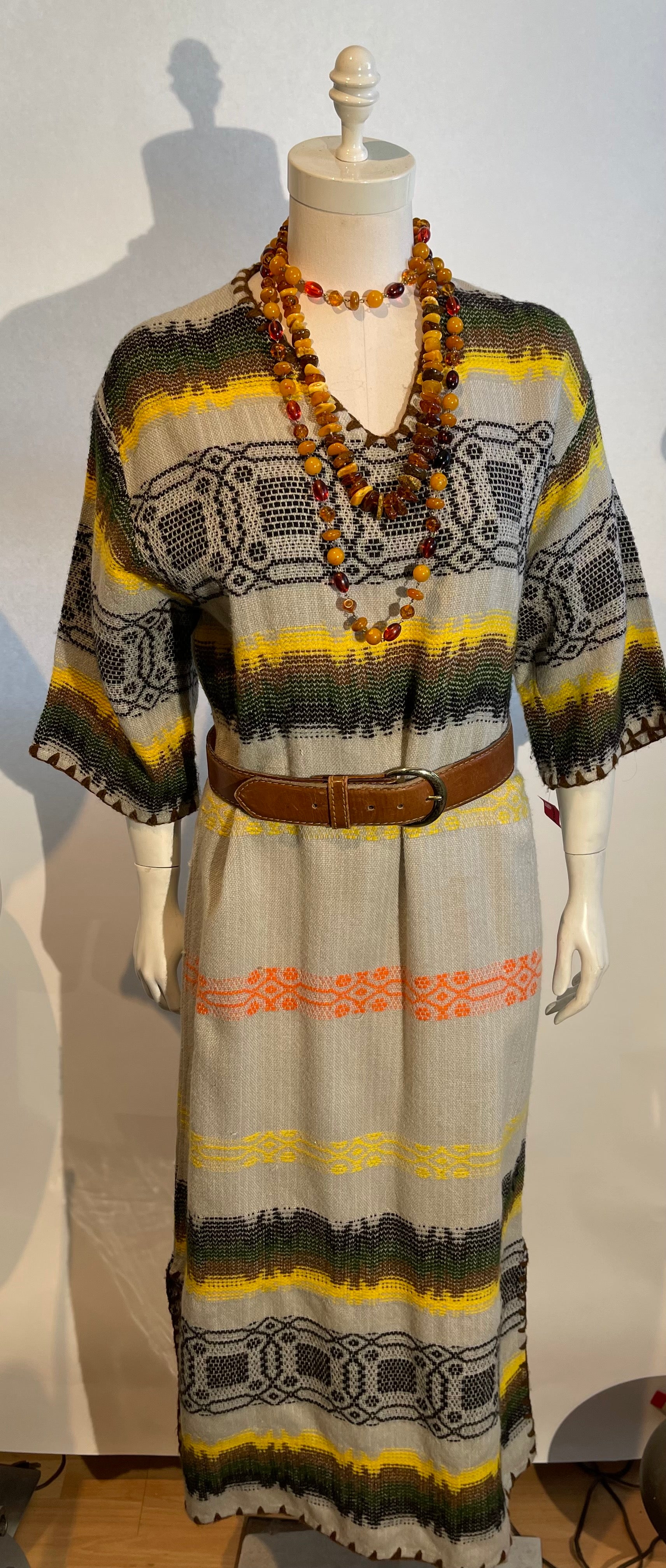 1970s Hand Woven Caftan Dress BOHO HIPPIE