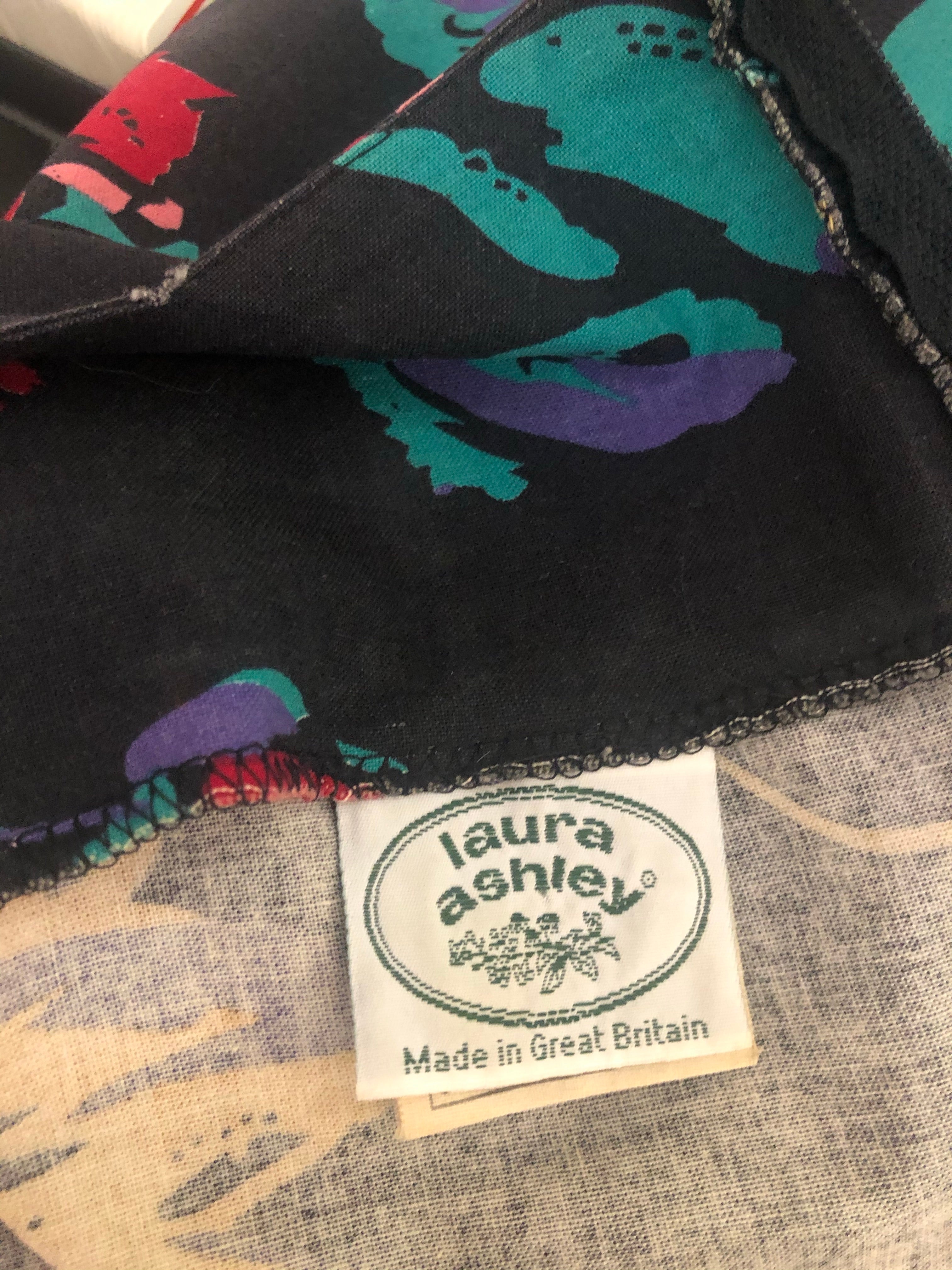 Vtg 80s LAURA ASHLEY Floral BABY DOLL Dress Pouf Sleeves