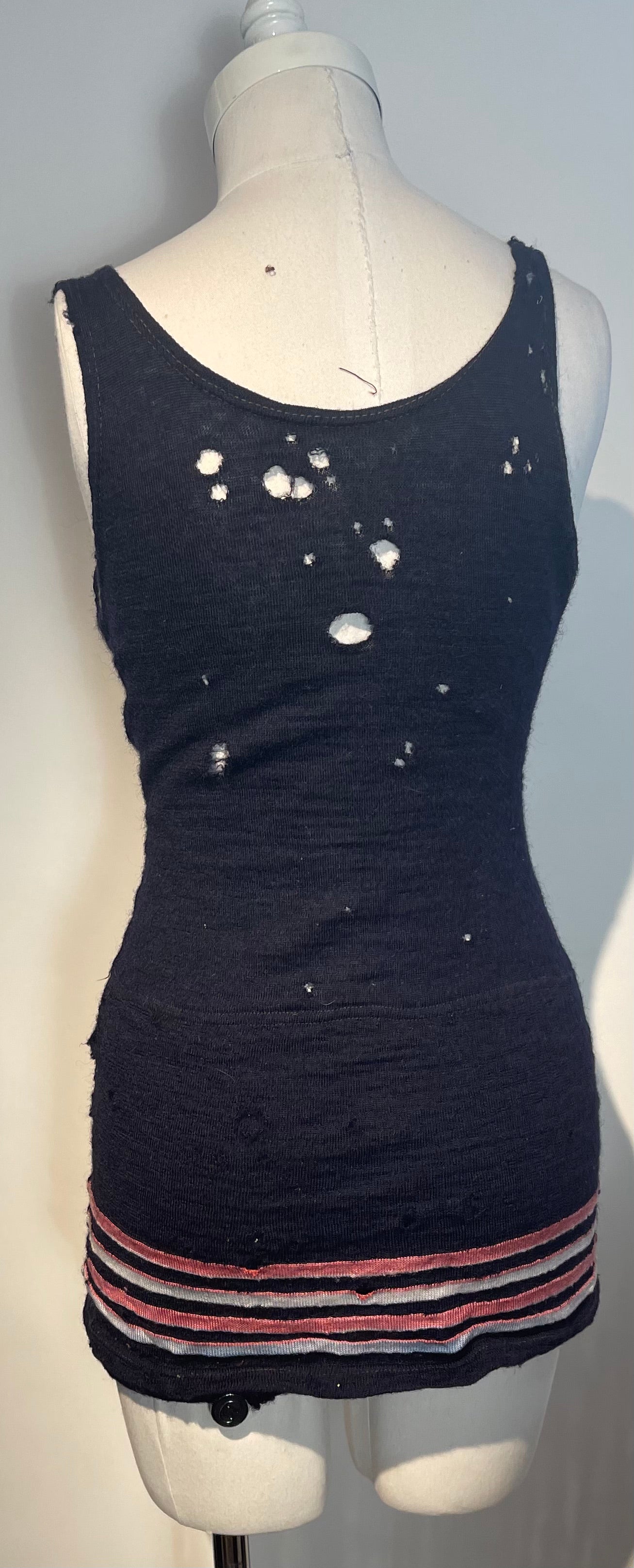 Vtg 1900 Wool Bathing Suit “HOLEY”