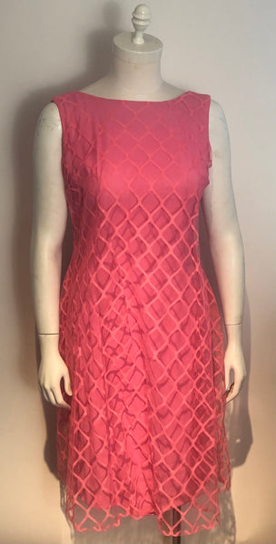1960s Hot Pink Dress Full Net Trapeze over Fitted Sheath