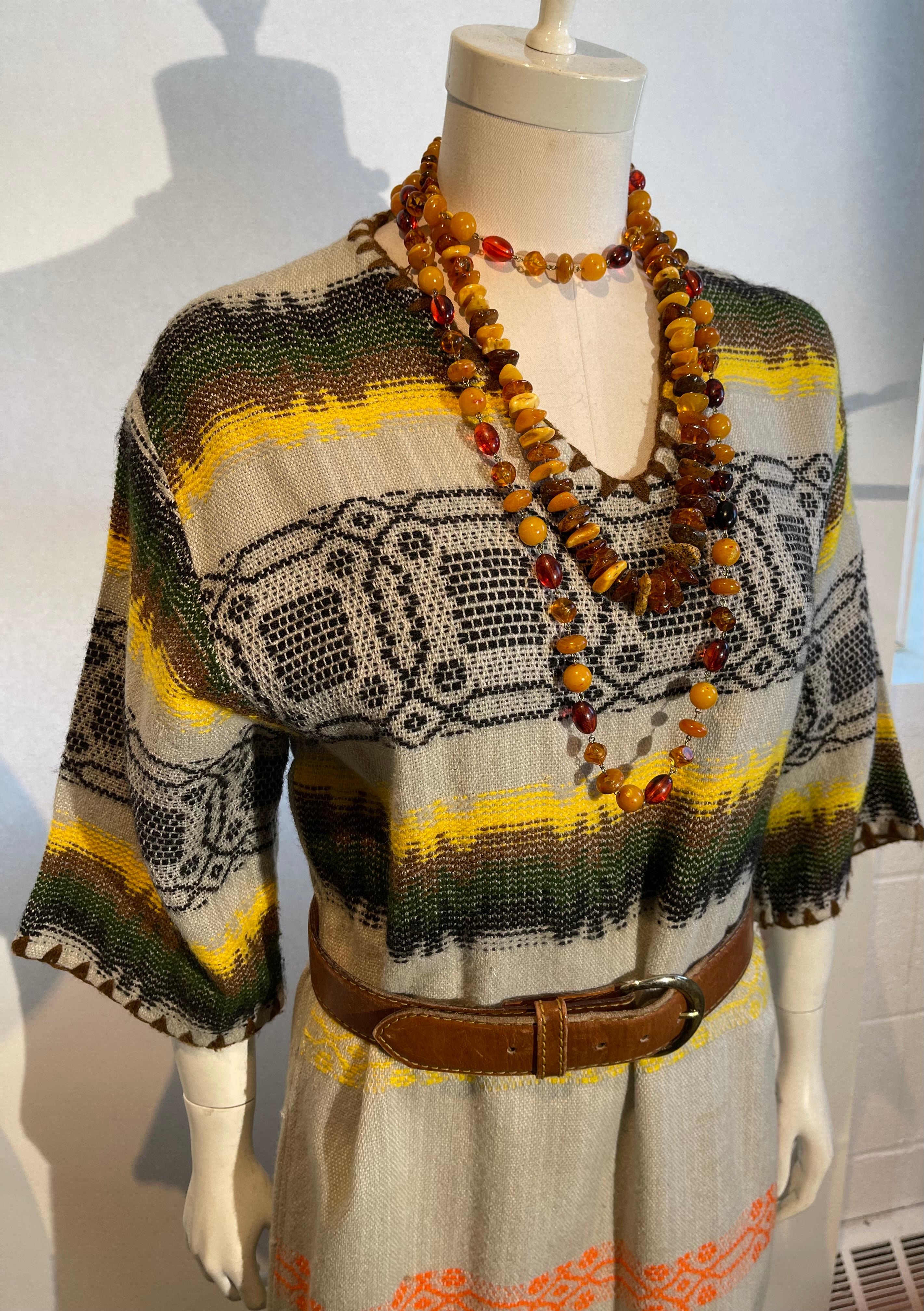 1970s Hand Woven Caftan Dress BOHO HIPPIE