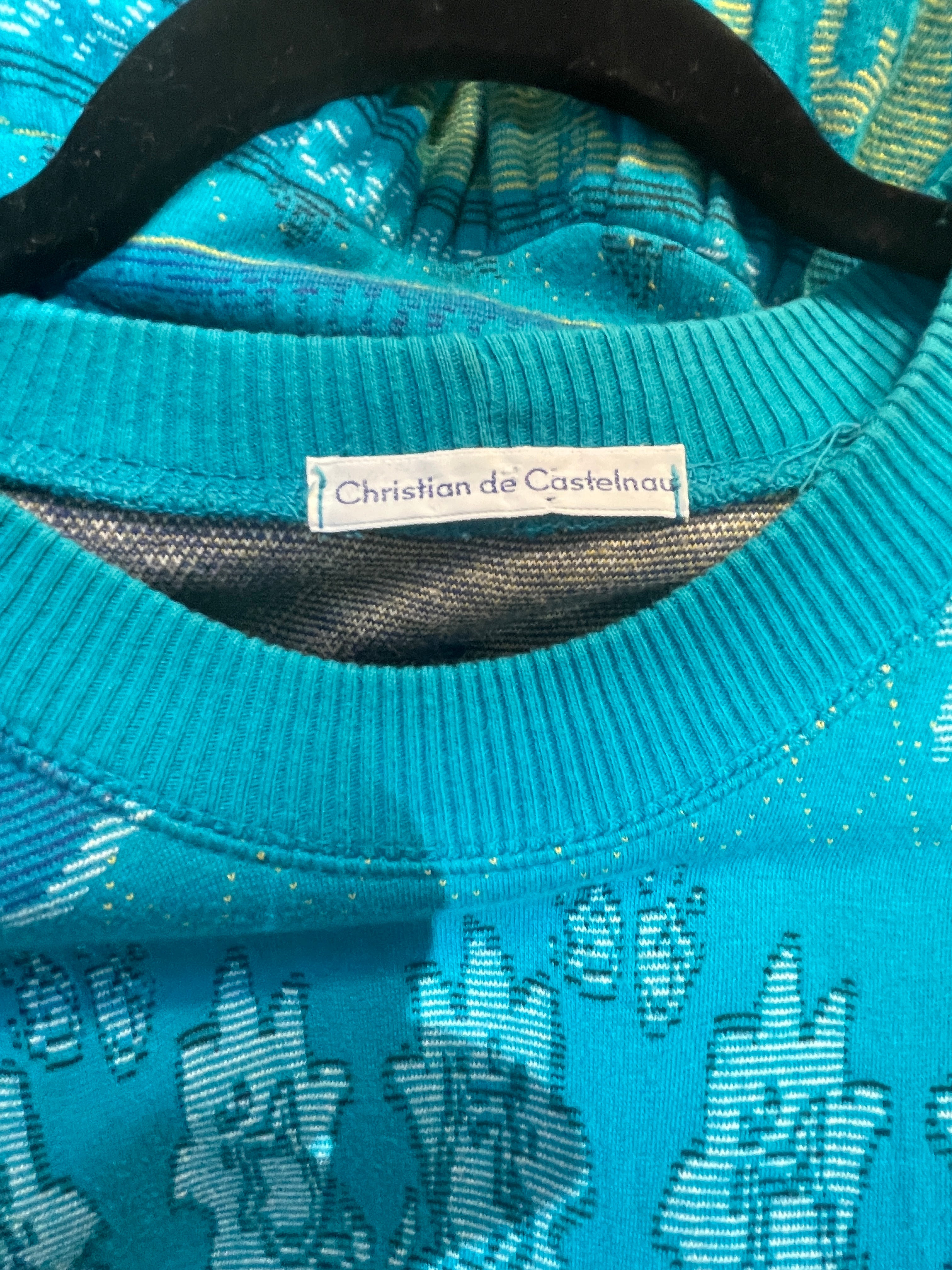 70s Christian de Castelnau Intarsia Knit Dress