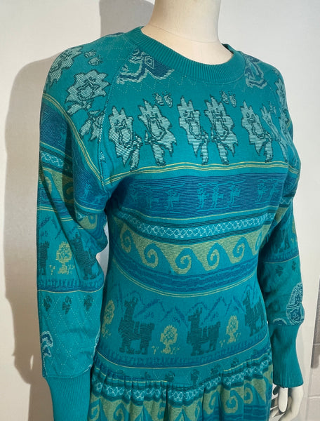 70s Christian de Castelnau Intarsia Knit Dress