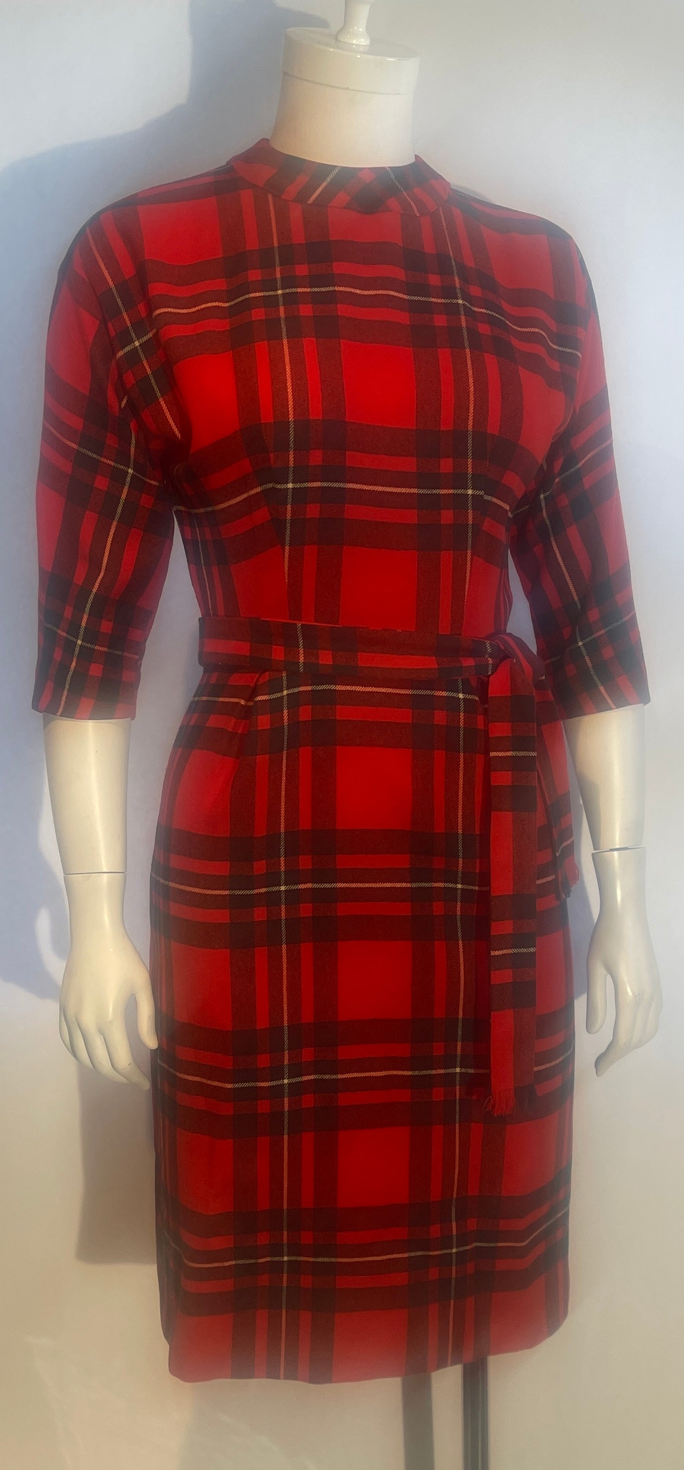 50s-60s Christmas PLAID DRESS